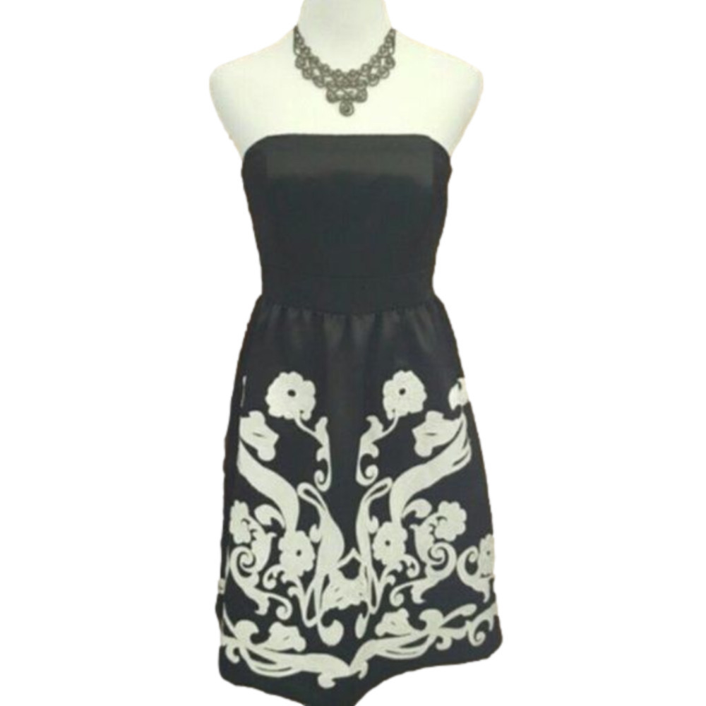 WHITE House Black Market Strapless Floral Dress